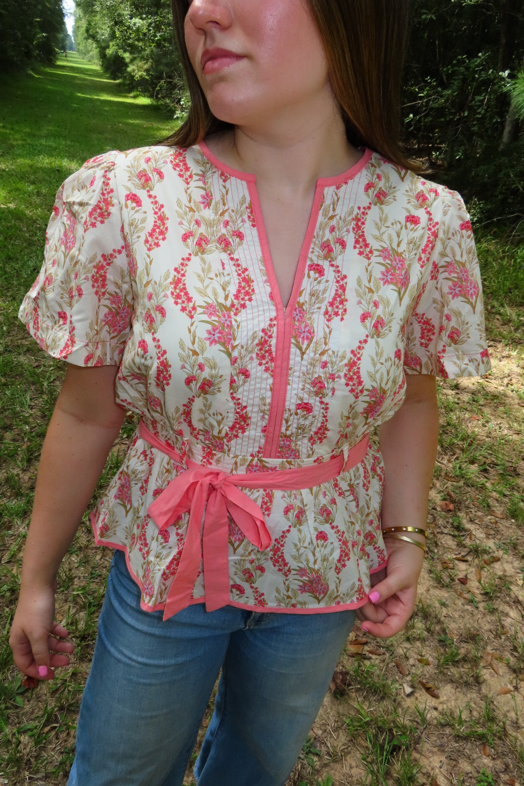 Coral Petal Peplum Top