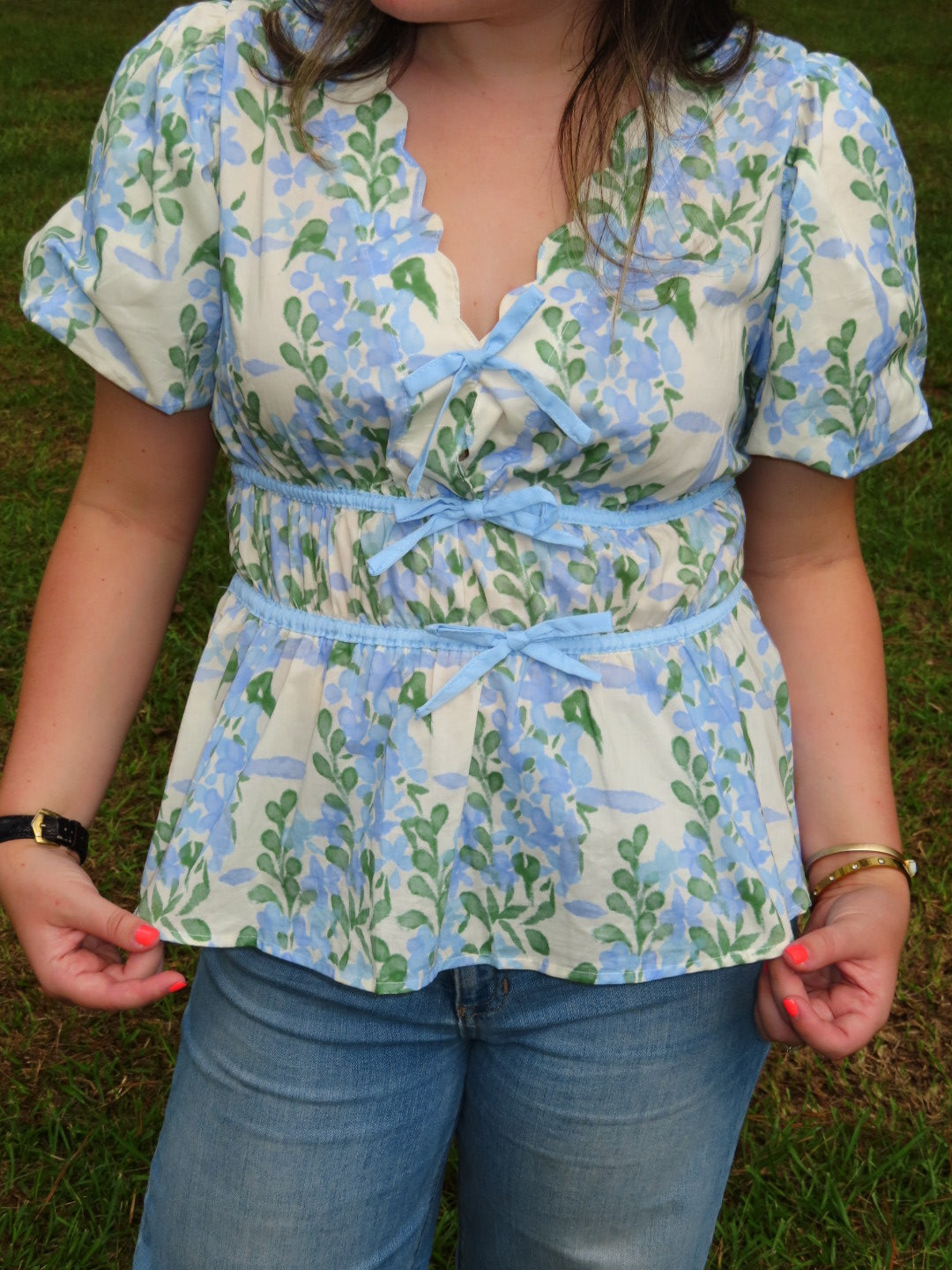 Blue Bonnet Bow Top