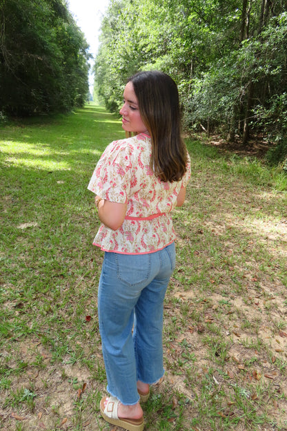 Coral Petal Peplum Top