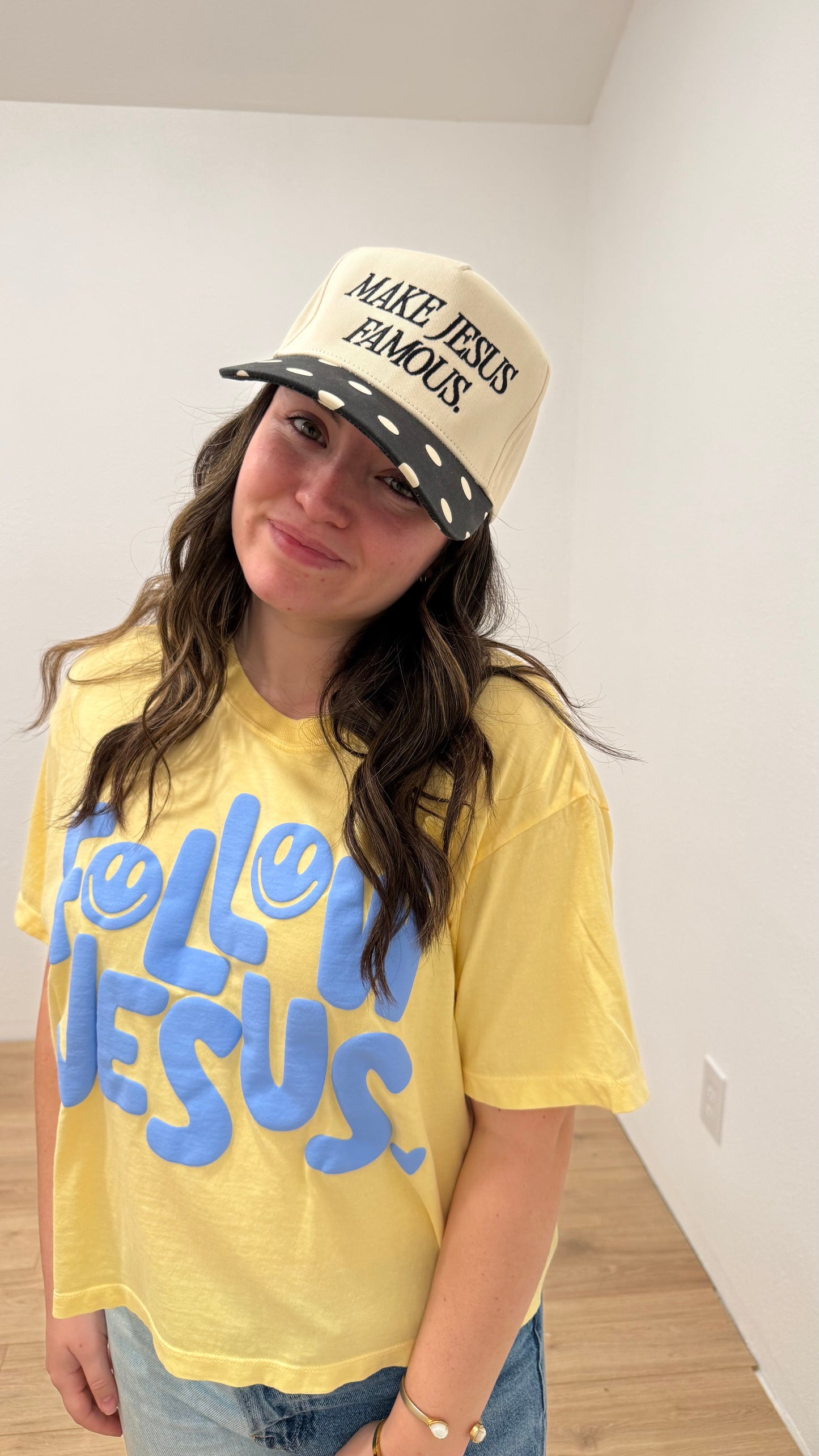 Make Jesus Famous Polka Dot Trucker Hat