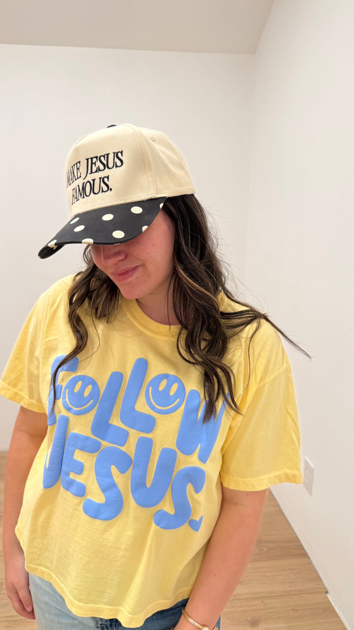 Make Jesus Famous Polka Dot Trucker Hat