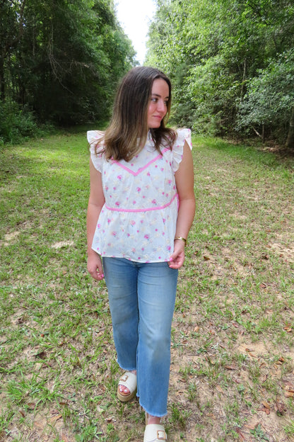 Bows & Blooms Eyelet Top