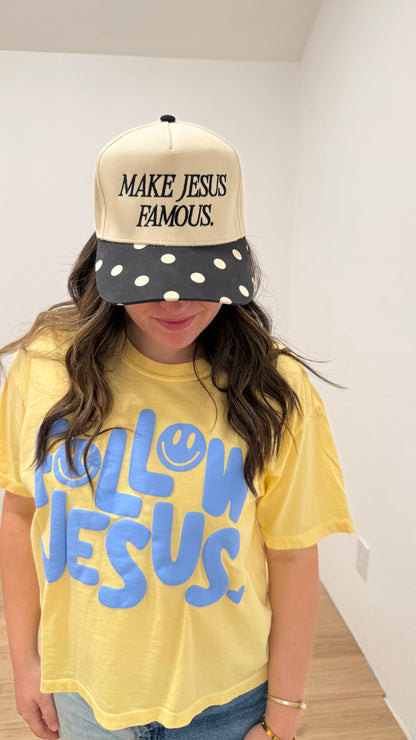 Make Jesus Famous Polka Dot Trucker Hat