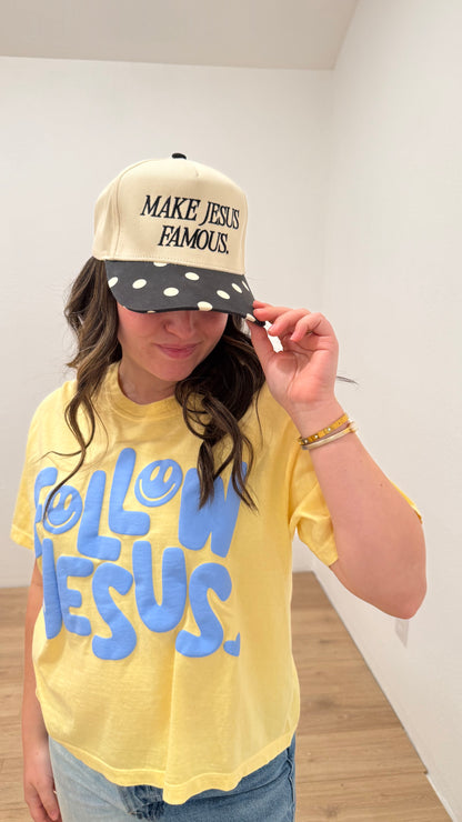 Make Jesus Famous Polka Dot Trucker Hat