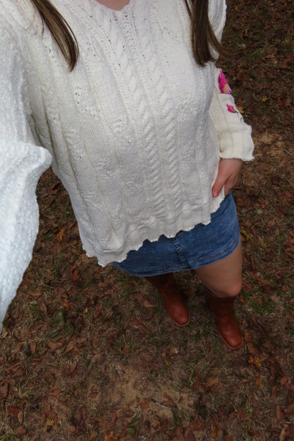 Ivory Garden Knit Sweater