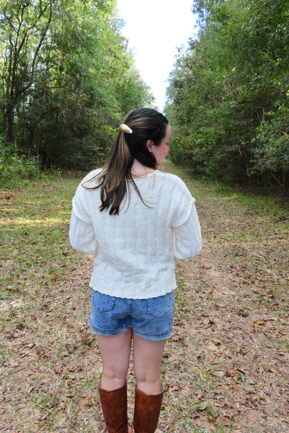 Ivory Garden Knit Sweater
