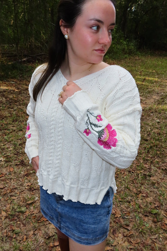 Ivory Garden Knit Sweater
